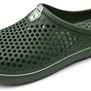 | Amoji Garden Clogs Garden Shoes Shower Slippers Sandals Yard Gardening Beach Water Plastic Rubber Comfortable House Indoor Summer Adult Male Female AM161 ArmyGreen Size 7 Wome/5 Men | Mules & Clogs