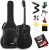 Donner Black Acoustic Guitar for Beginner Adult with Free Online Lesson Full Size Dreadnought Acustica Guitarra Bundle Kit with Bag Strap Tuner Capo Pickguard String Picks, Right Hand 41 Inch, DAG-1B  Musical Instruments