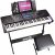 RockJam 61 Key Keyboard Piano With LCD Display Kit, Keyboard Stand, Piano Bench, Headphones, Simply Piano App & Keynote Stickers  Musical Instruments
